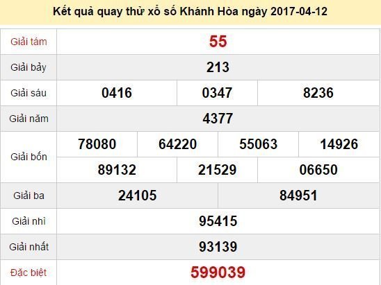 Quay thử KQ XSKH 12/4/2017