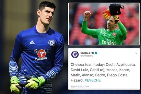 Chelsea đưa nhầm tên của Cech thay cho Courtois