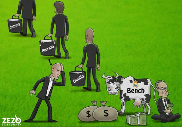Ảnh biếm họa: Real Madrid đếm tiền không xuể nhờ… người thừa