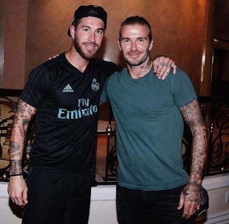 Beckham vui vẻ chụp ảnh cùng Sergio Ramos …