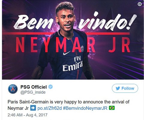 PSG chính thức sở hữu Neymar