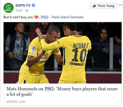 Mats Hummels: "Tiền có thể mua được cầu thủ ghi rất rất nhiều bàn thắng" 