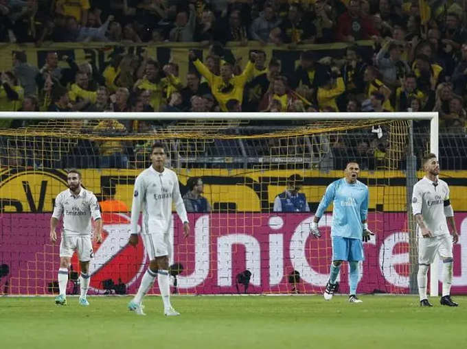 Dortmund (Đức) xếp thứ hai trong danh sách. Trong sáu lần làm khách của đội bóng nước Đức, Real thu về ba trận hòa và ba trận thua
