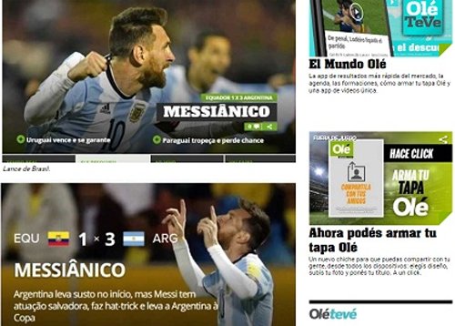 Hai tờ báo Brazil cùng xưng tụng Messi là "Đấng cứu thế". 