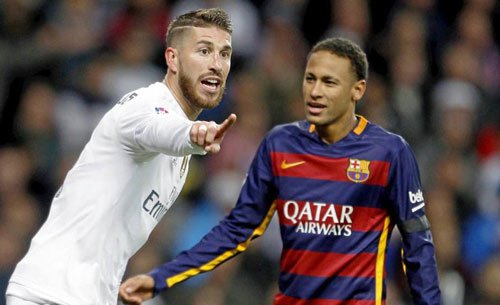 Ramos và Neymar trong một trận El Clasico.