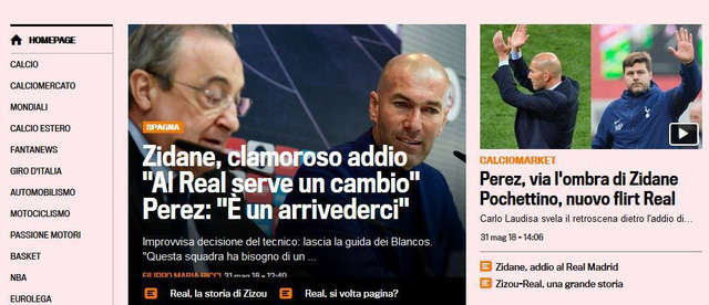 Tờ La Gazzetta (Italia) dẫn lời HLV Zidane: "Đã đến lúc Real Madrid cần sự thay đổi"
