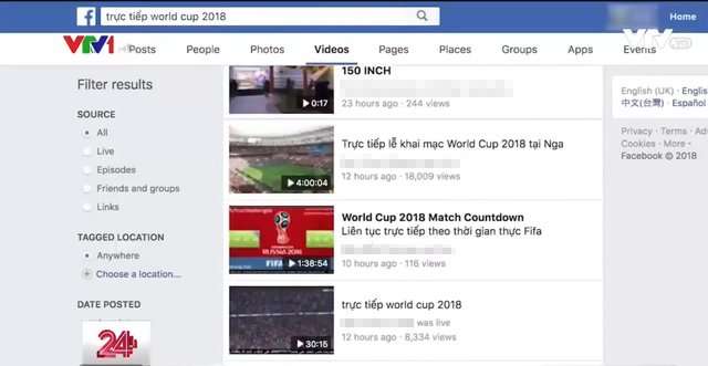 Việc vi phạm bản quyền World Cup 2018 diễn ra tràn lan trên mạng xã hội