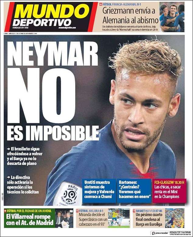 Neymar ngỏ ý muốn trở về Barcelona