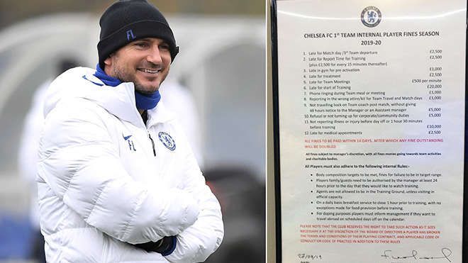 Quy chế xử phạt của Chelsea dưới thời HLV Frank Lampard